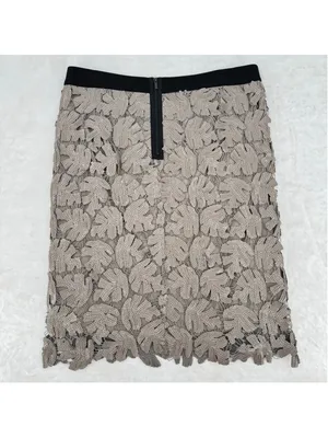 BCBGMaxazria Sequined Mini Skirt Taupe Leaves Special Occasion Chic Designer L thumbnail 2