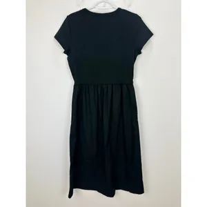 J.Crew Short Sleeve Knit Mixy Dress Black Stretch Cotton A Line Minimalist S NWT thumbnail 8