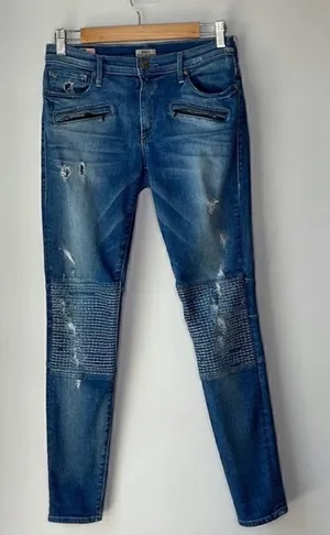 True Religion Blue Skinny Jeans with Distressed Details thumbnail 1