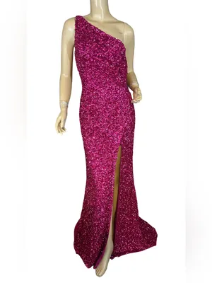 Sherri Hill Pink Sequin Maxi Dress W/Dramatic Side Slit Dress (6) thumbnail 2
