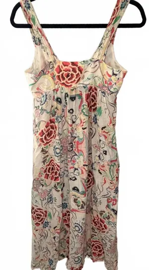 Johnny Was White Floral Scroll Paisley Print Cotton Pleated Button-Up Maxi Dress thumbnail 1