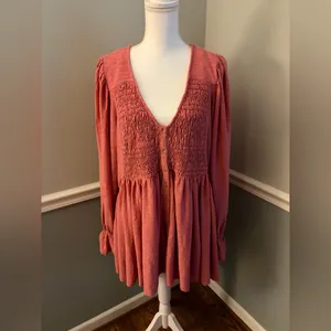 Free People “Don’t Call Me Baby” Thermal Tunic Dress – Rosie – Size Large thumbnail 4