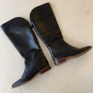 Franco Sarto‎ Roselle Black Leather Studded Tall Riding Boots Womens Size 8M thumbnail 7