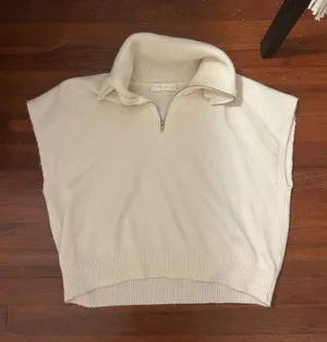 Molly Green Cream Half-Zip Knit Sweater Vest S/M thumbnail 1