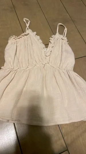 Beige triangle babydoll top Tan thumbnail 3