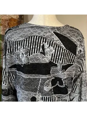 Chaus Black and White Lace Overlay Top Size XL thumbnail 7