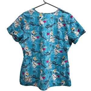 Disney Frozen Olaf Snowman I Feel All Warm Inside Scrub Top XL Character Peds thumbnail 3