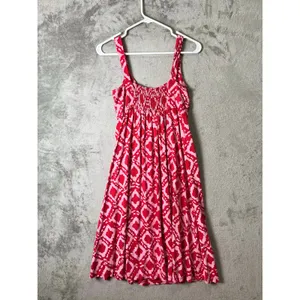 Fresh Produce‎ Pink Red Geometric Print Sundress Flowy Empire Waist Summer XS thumbnail 3