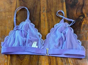 Madewell Purple Floral Lace Triangle Bralette Adjustable Straps Small‎ SP thumbnail 1