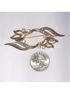 Angel Brand Elegant Gold Tone Rhinestone Brooch thumbnail 3