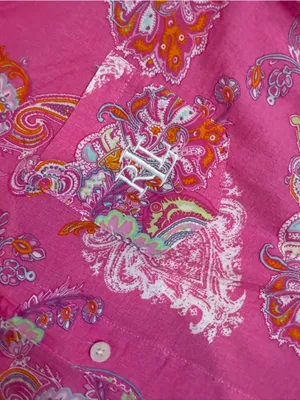 Lauren Ralph Lauren XS Pink Paisley Linen Blend Nightgown Sleep Shirt | Like New thumbnail 4