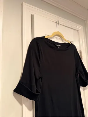 NWOT LRL Ralph Lauren Size L Black Top Cuffed Short Sleeve Stretch Classic Logo thumbnail 5