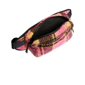 Women’s hands‎ free rectangular fanny pack pink plaid thumbnail 3