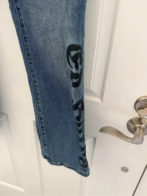 Ed Hardy Blue Graphic Embroidered Bootcut Jeans thumbnail 3
