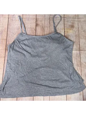 Joyspun Gray Ribbed Knit Pajama Set with Spaghetti Strap Top and Shorts thumbnail 2