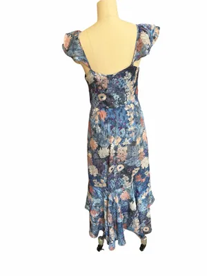 Anthropologie Hurch Blue Floral‎ Tiered Maxi Dress size 6 thumbnail 5