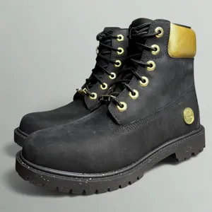 Timberland 6” Heritage Waterproof Nubuck Cupsole Boots in Black/Gold thumbnail 6