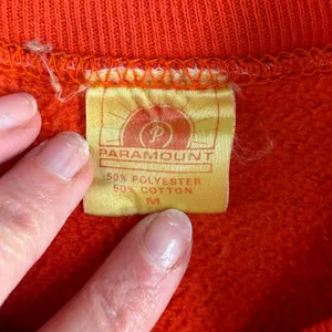 Vintage MCM M Medium Sweatshirt Owl Applique Raglan Pullover Orange Boho Kitschy thumbnail 8