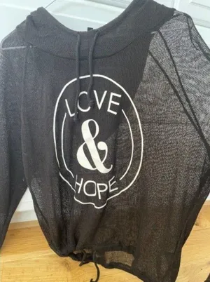 Black messh Love and hope hoodie (M) thumbnail 1