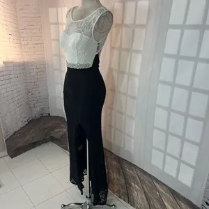 City Studio White Black Sparkle Lace Embellished Waist Formal Gown Size 0 thumbnail 4