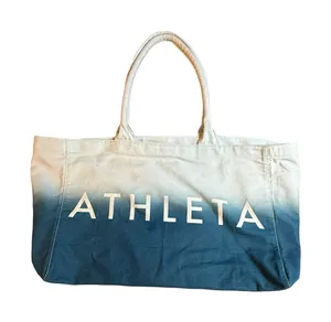 Athleta Blue White Ombre Canvas Tote Bag Large Cotton Shopper S/746931-00 thumbnail 1