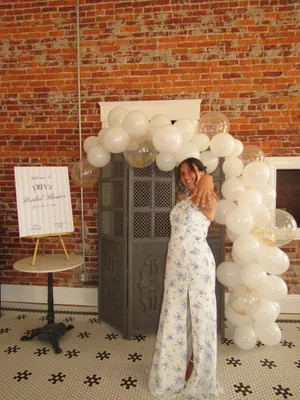 Azazie Rue Blue Vintage Floral A-Line Halter Chiffon thumbnail 2