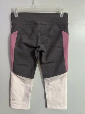 ALO Yoga Colorblock Leggings in Charcoal Mauve White Size Small thumbnail 3