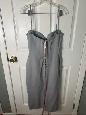 House of CB KIKI Light Grey Mesh Panelled Bodycon Midi Dress M thumbnail 7