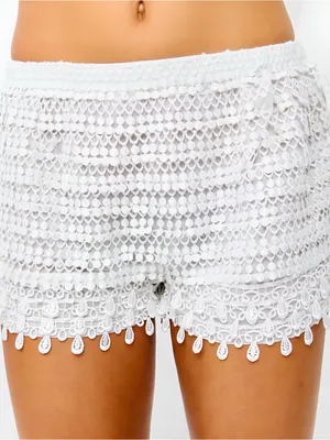 LULU’S Sassy White Lace Shorts 10” thumbnail 6