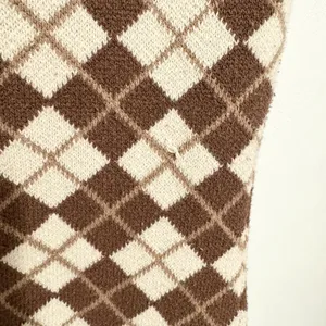 Hollister Dress‎ Women Size XS Brown Plaid Sleeveless Cotton Knit Sweater Mini thumbnail 4