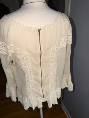 Free People 100% Cotton Cream Lace-Trim Bohemian Tunic thumbnail 6