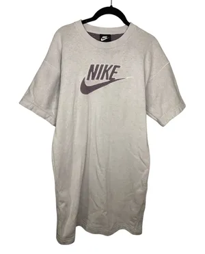 Nike Sportswear Move to Zero French Terry Logo Dress Small Gray Purple Swoosh thumbnail 1