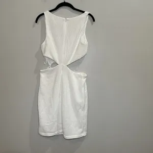 Sabo Skirt Cutout Knit White‎ Mini Dress Size Large Sleeveless Party Cocktail thumbnail 2