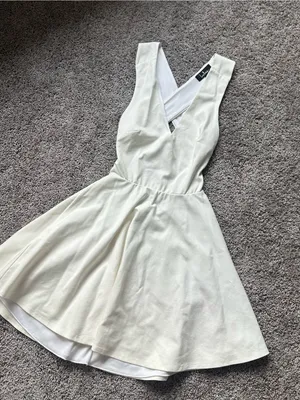 Lulu's Ivory V-Neck Fit & Flare Mini Dress thumbnail 2