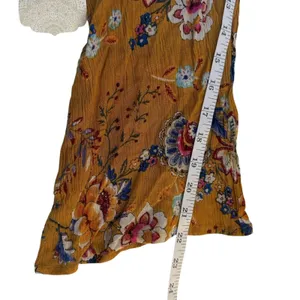 Altar'd State Boho Mini Dress Mustard Yellow Floral Medium Peasant Festival Chic thumbnail 11