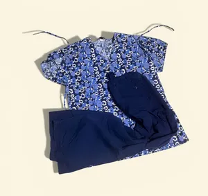 Blue floral scrub set with navy pants. Size: S Used Like New Condition, Offers Welcome #scrubs #medical #426 thumbnail 1