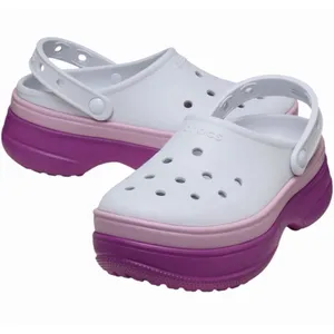 Crocs Classic Stacked Clog Womens 11 Mens 9 White Pink Purple Platform thumbnail 1