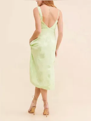 NWT For Love & Lemons Ilana jacquard Midi Dress in Green size M thumbnail 5
