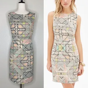 Forever 21 Geometric Print Sheath Dress, Sz Large thumbnail 2
