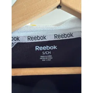 Reebok‎ Womens Striped Running Hoodie Black Grey Scuba Pullover Thumbholes Small thumbnail 3