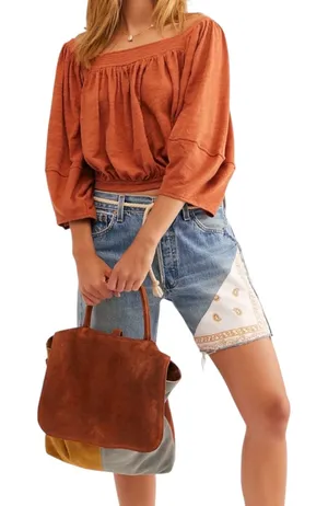 Free People We The Free Paris Suede Convertible Backpack Purse Messenger Bag thumbnail 1