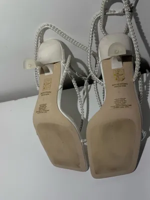 NWOT Free People Jeffrey Campbell White Pearl-Strap Kitten Heel Sandals thumbnail 11
