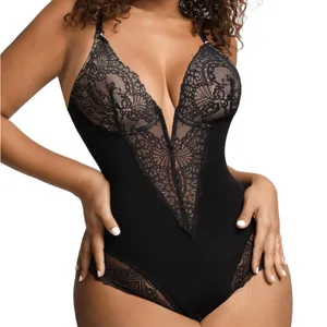 NWT Popilush Lace Shapewear Bodysuit – V-Neck Tummy Control Thong –‎ Lg thumbnail 1