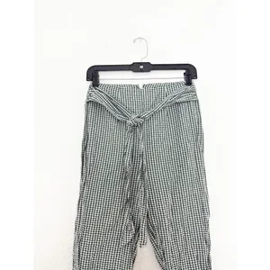 Free People West Side Tie Capri Pants Size 0 Green Gingham Retro Pinup Vintage thumbnail 5