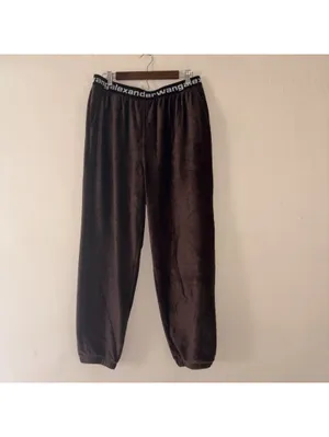 Alexander Wang Velour Logo Waistband Joggers - Brown - Size Large - NWT thumbnail 2