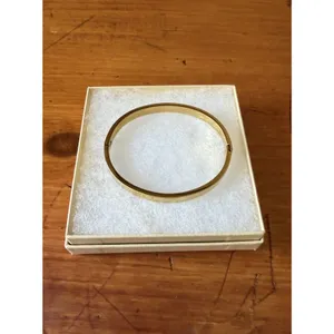 Gold Tone Hinged Bangle Bracelet Minimalist Stackable Classic Modern Jewelry thumbnail 3