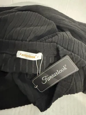 Fantaslook Women's Black Ribbed V-Neck Sweater thumbnail 4