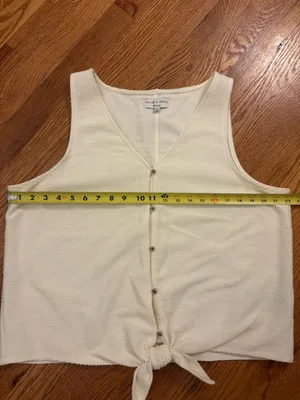 Madewell Texture & Thread XXL Cream Ribbed Knit Tie Front Top 100% Cotton thumbnail 4