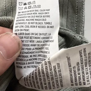 American Eagle Sage Green Ribbed V-Neck Henley Long Sleeve‎ Top Cutie Medium thumbnail 6