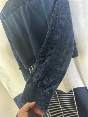 Soft Surroundings Navy Embroidered Open-Front Cropped Jacket thumbnail 4